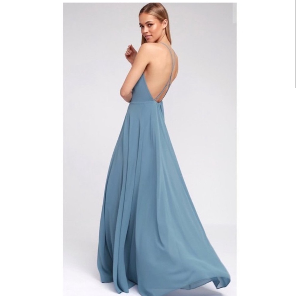 Slate blue bridesmaid dress
